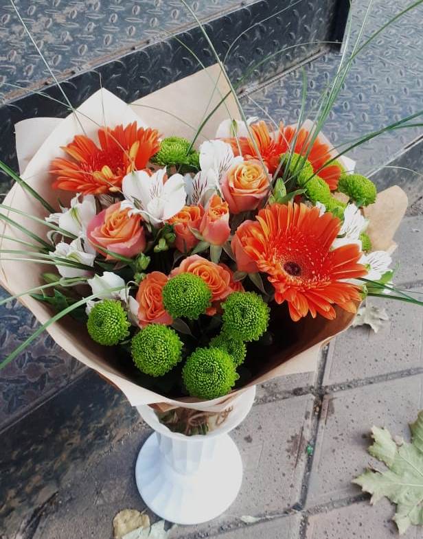 Букет цветов из: Герберы, Хризантемы, Альстромерии и Розы в Юргамыш
