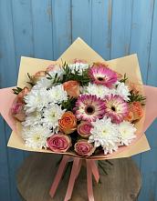 Букет цветов из:  Розы, Герберы и Хризантемы в Юргамыш