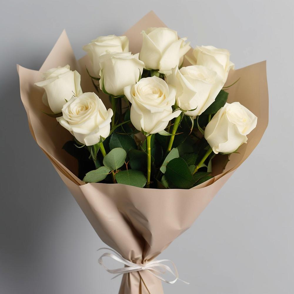 Букет 9 Белых роз Эдлесс Лав в Юргамыш