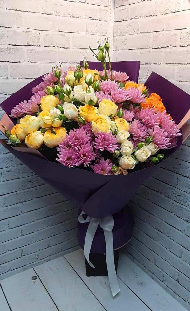 Букет цветов из: Хризантемы и Розы в Юргамыш