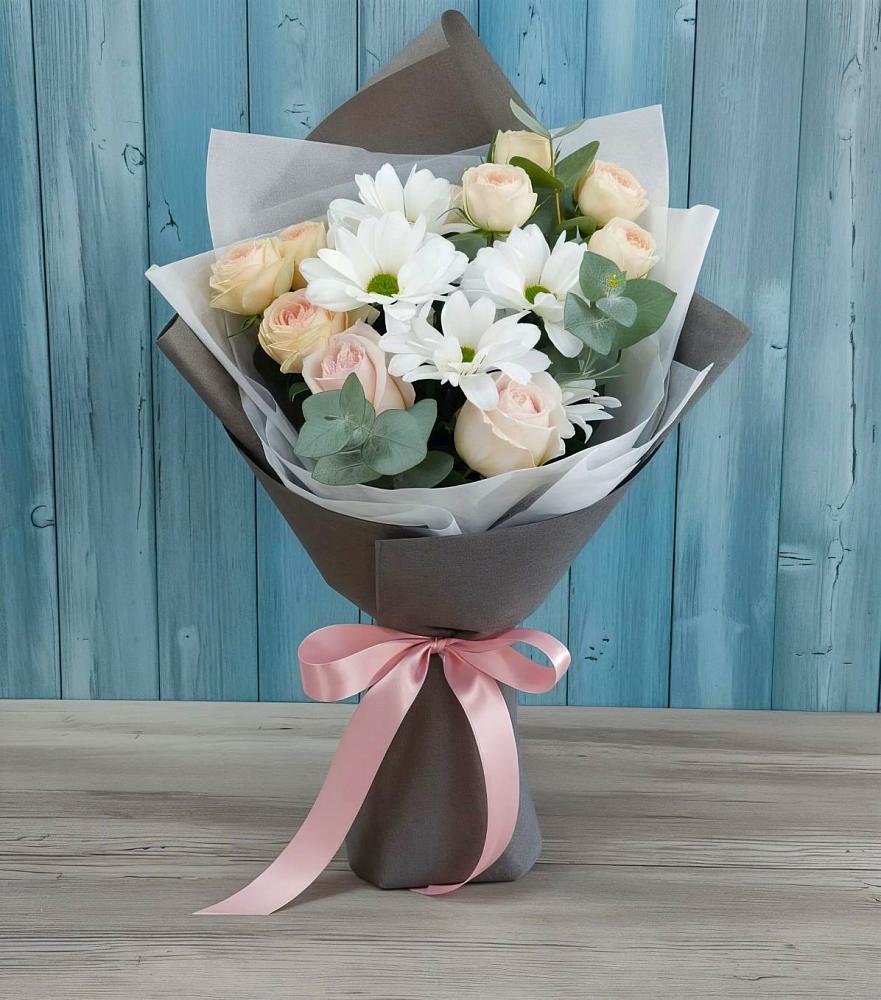 Букет цветов из: Хризантемы и Розы в Юргамыш