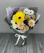Букет цветов из:  Розы, Герберы и Хризантемы в Юргамыш