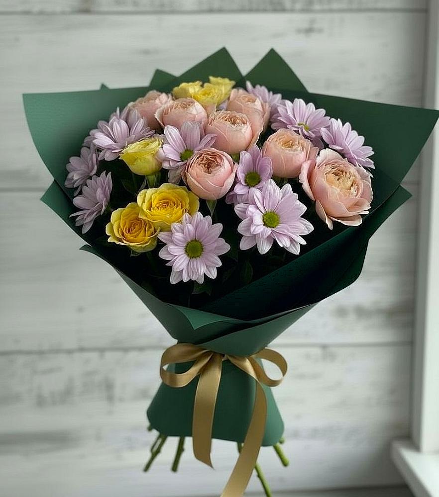 Букет цветов из: Хризантемы и Розы в Юргамыш