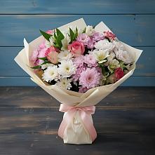 Букет цветов из:  Хризантемы, Альстромерии и Розы в Юргамыш