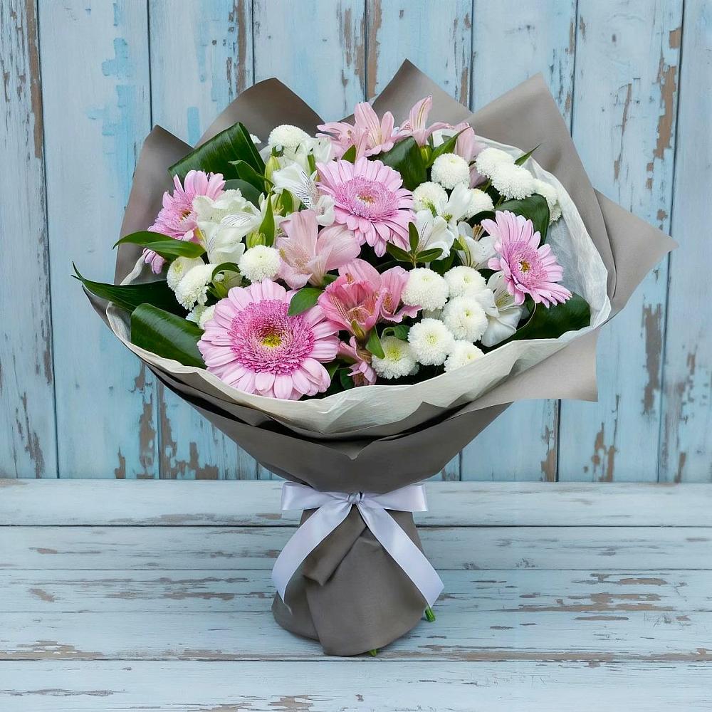 Букет цветов из: Герберы, Альстромерии и Хризантемы в Юргамыш