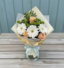 Букет цветов из:  Герберы, Розы и Хризантемы в Юргамыш