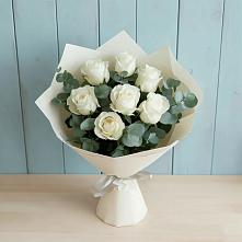 Букет Белые розы в Эвкалипте #REPLACE_PRED# Юргамыш